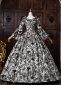 18th Century Black Floral Jacquard Brocade Victorian Rococo Dress with Hat 4