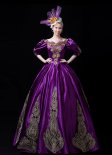 パープル刺繍18世紀スウィートゴシックビクトリアンボールガウンマリーアントワネットコスチュームシアターウィメンズコスチューム