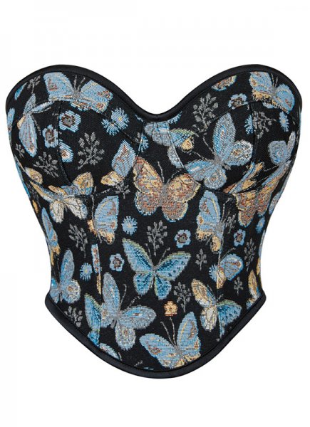 Blue Butterfly Printed Corset with Cups
