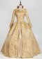 Vintage Gold Floral Brocade Victorian Dress for Women