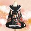 Fashion Printed Japanese Lolita Dress Black Kimono Cosplay Costume Maid Servant Dresses 5 Pieces