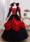 Medieval Vintage Wine Red Lace Halloween Vampire Prom Dress Ball Gown