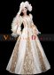 Vintage Champagne Renaissance Victorian Period Ball Gown Dress Reenactment Theater Costume
