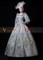 Blue Long Sleeves Lace Floral Vintage Rococo Masquerade Dress Dancer Costume 2