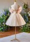 Girls Pink Off the Shoulder Applique Graduation Dress 3