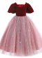 Children Vintage Burgundy Velvet Tulle Masquerades Party Dress 5