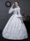 Cheap Renaissance White Floral Jacquard Lace Victorian Dress 2