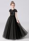 Girls Sequin Mesh Princess Party Formal Dress Black