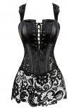 Fancy Black Leather Bustier Corset Women Lace Sexy Dress