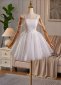 White Jacquard Beading Tulle Formal Dress 2