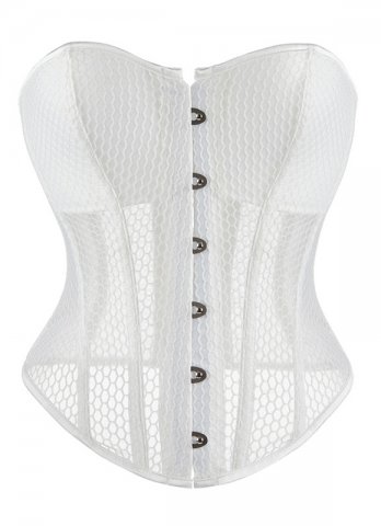 Bride White Red Sexy Mesh Overbust Corset