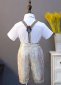 Vintage Brocade Jacquard 5 Piece Kids Boys Formal Blazer 2