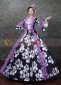 Black Long Flare Sleeves Lace Floral Vintage Rococo Masquerade Ball Gown Dress