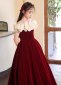 Vintage Flower Girls Burgundy Velvet Masquerades Party Dress 2