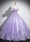 Purple Off Shoulder Neck Party Formal Dress