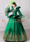 Green Long Flare Sleeves Vintage Lace Embroidered Masquerade Ball Gown Theater Costume 3