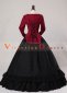 Wine Red and Black Long Sleeve Civil War Victorian Dress 3