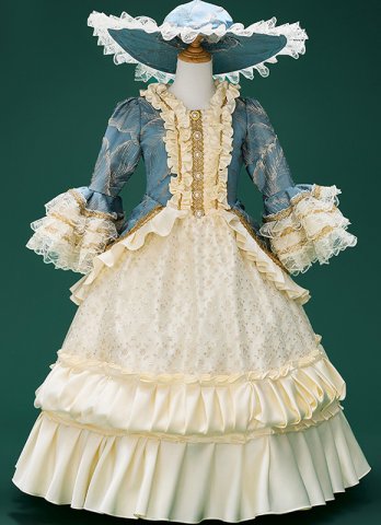 Children 17th Century Masquerade Ball Gown Kids Girls Theater Costume