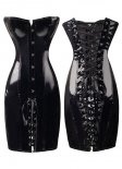 Black Leather Sexy Robe Corset