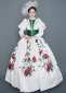 ホワイトフローラルロココマリーアントワネットドレスヴィンテージロココ写真服再現コスチューム