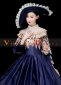 Blue Early Victorian Revolutionary Ball Gown Reenactment Theater Dress 2