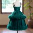 Dark Green Spaghetti Straps Ruffle Party Tulle Dress 2