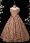 Vintage Girls Bead Fringe Party Sequin Formal Dresses Champagne