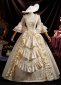 Noble Renaissance Vintage Champagne Masked Ball Gown Prom Dress Lace Half Sleeve Ruffles Long Victorian Dress
