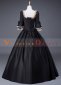 Black Short Sleeves Retro Lace Embroidered Masquerade Ball Gown Theater Dress 2