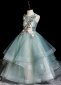 Green Princess Embroidery Applique Stage Show Holiday Ball Gown 2