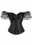 White Black Lace Sleeve Overbust Off Shoulder Corset Top