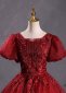 Sparkly Burgundy Tulle Embroidery Formal Dress 2
