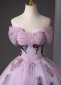 Purple Off the Shoulder Tull Mesh Homecoming Dress 1