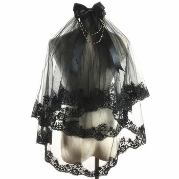 ヴィンテージブラックゴシックロリータヘッドドレスダブルレイヤーレースヘアアクセサリーハロウィン用