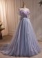Lavender Appliques Off the Shoulder Wedding Dress With Beading