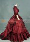 Red Long Sleeve French Victoiran Bustle Marie Antoinette Ball Gown