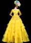 Yellow Sparkling Sequins Super Large Skirt Ball Gown Dance Party Carnival Dress up 3