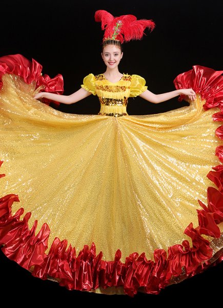 Cabaret Stage Girls Sparkly Shiny Tulle Dresses Holiday Party Dance Dress