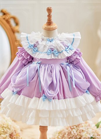 Children Purple Lolita Cake Dresses Girls Party Formal Dress