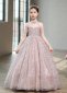 Children Halter Neck Tulle Sequin Party Formal Graduations Dresses Pink