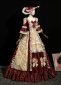 Burgundy Taffeta and Gold Floral Masked Prom Party Dress 2
