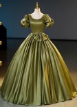 Army Green Satin Masquerade Formal Dresses
