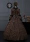Cheap Brown Floral Jacquard Gothic Victorian Dress 3