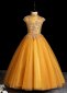 YellowHigh Neck Girls Tulle Beauty Contest Party Dresses