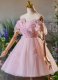 Pink Off-the-Shoulder Applique Formal Dress
