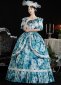 Blue Floral Masquerade Ball Gown 1