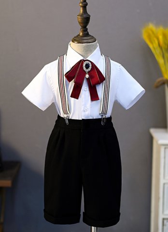 Boys 3 Pcs Slim Fit Formal Wear Summer Kids Suspenders Set For Wedding