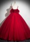 Sparkly Burgundy Tulle Appliques Sexy Spaghetti Straps Prom Dress 4