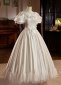1950s Vintage Girls White Satin Lace Party Dress 1