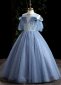 Girls Blue Tulle Dresses Sequin Party Formal Pageant Dress 1